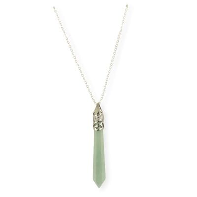 Bullet Shape Aventurine Necklace in White Gold