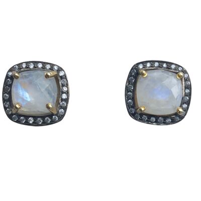 Rainbow Moonstone Stud Earrings