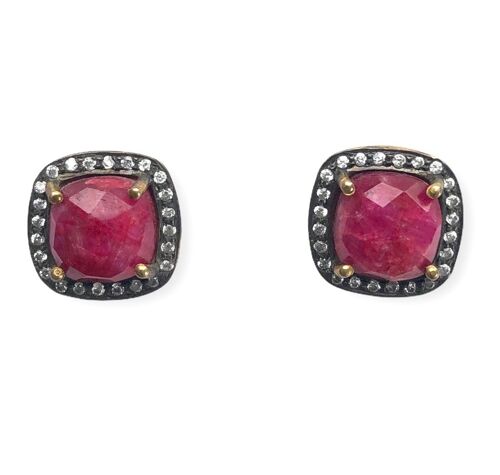 Dyed Ruby Stud Earrings