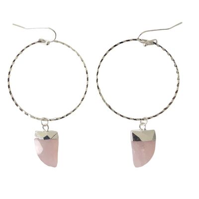 Rose Quartz White Gold Hoops