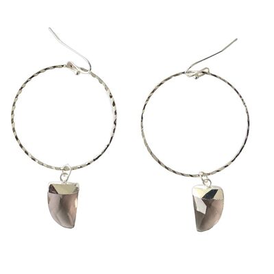 Smoky Quartz Hoop Earrings in White Gold