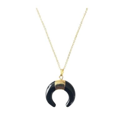 Horn-Halskette aus schwarzem Onyx