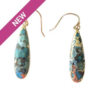 Boucles d'Oreilles Larme Turquoise