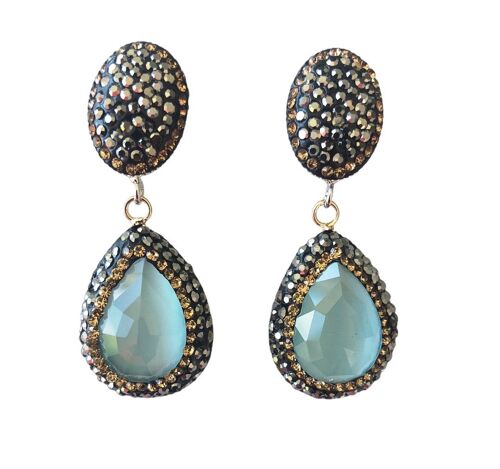 Aquamarine Teardrop and Pave Earrings