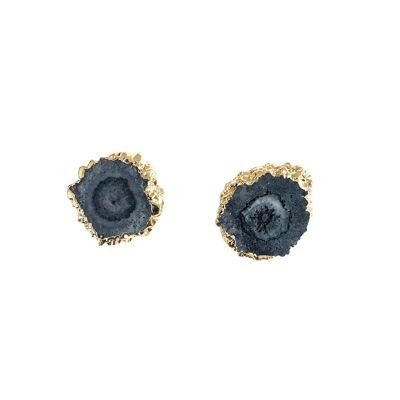 Grey Solar Quartz Stud Earrings