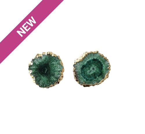 Green Solar Quartz Stud Earrings