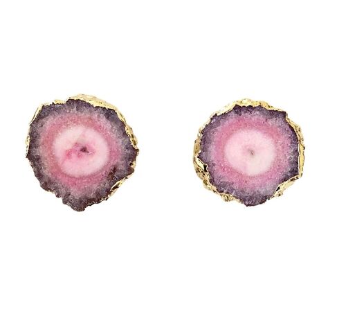 Pink Solar Quartz Stud Earrings