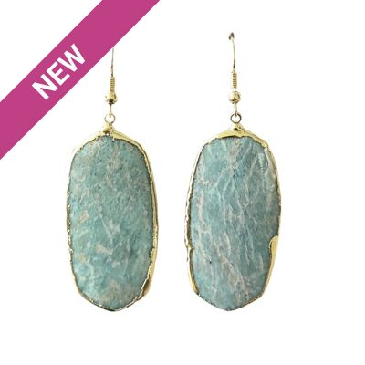 Boucles d'Oreilles Géométriques Amazonite