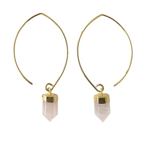 Rose Quartz Semi Hoops