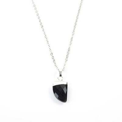Black Onyx Claw Necklace in White Gold