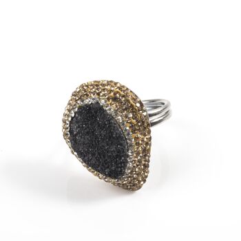 Anneau Druzy noir