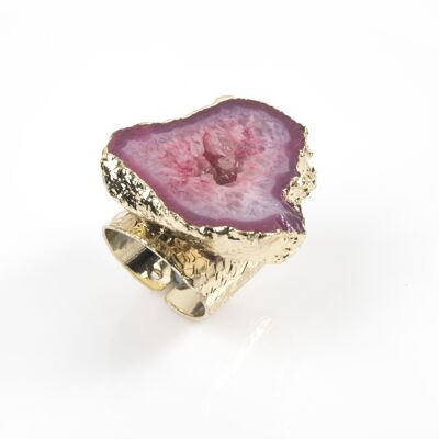 Rosa Achat-Geoden-Ring