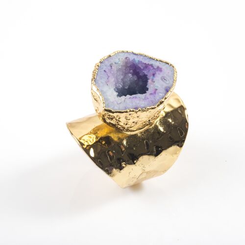 Purple Agate Geode Ring