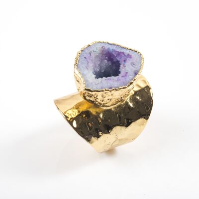 Anello in geode di agata viola