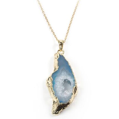 Geschnittene Halskette aus blauem Achat
