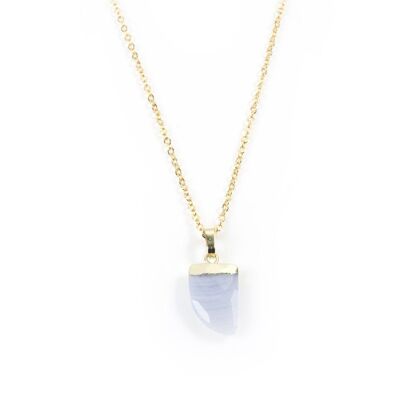 Collier Griffe Agate Dentelle Bleue en Or Jaune