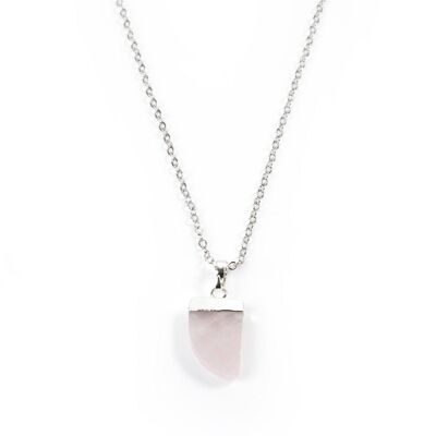 Collier Griffe Quartz Rose en Or Blanc