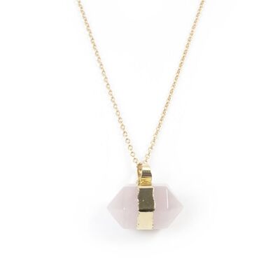 Collier Hexagonal Quartz Rose