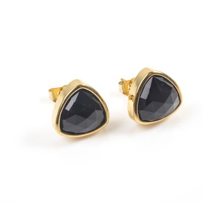 Black Onyx Trillion Stud Earrings