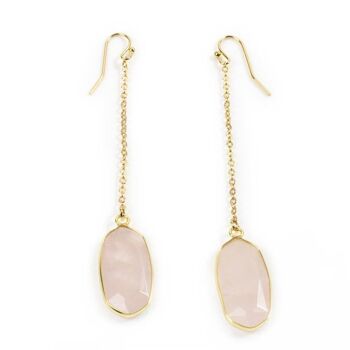 Boucles d'Oreilles Chaîne Quartz Rose