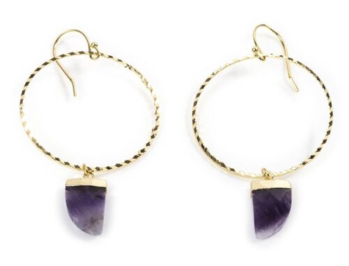 Amethyst Hoop Earrings in Yellow Gold