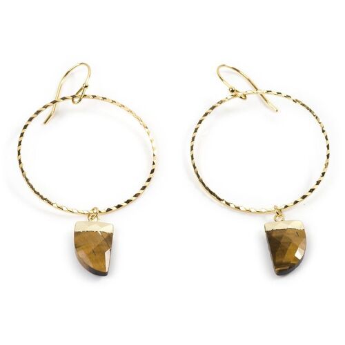 Tigers Eye Yellow Gold Hoops