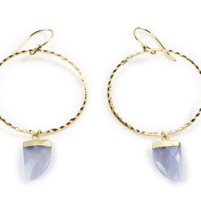 Blue Lace Agate Hoops