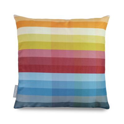 Celina Digby Luxury Garden Outdoors Water Resistant Cushion Pillow with Filling, 45x45cm - Pixel Stripes Rainbow Design