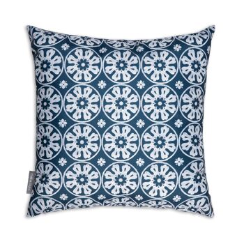 Celina Digby Luxury Garden Outdoors Coussin résistant à l'eau avec rembourrage, 45x45cm - Casablanca Navy Moroccan Design 1