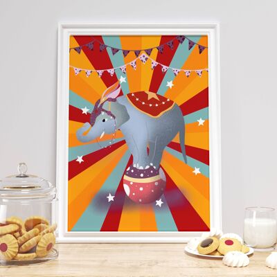 Circus Elephant Print / Circus Animals Print /