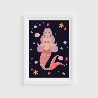 Pink Mermaid Print / Mermaids / Prints / Illustrations