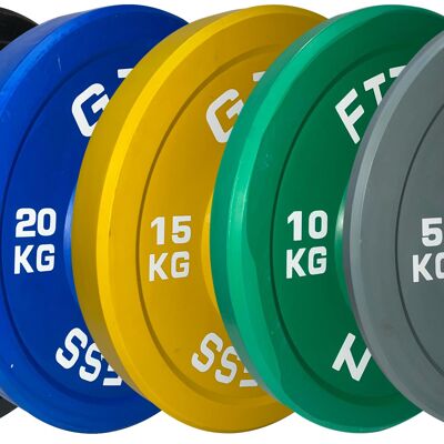 GTLN Colour Rubber Bumper Plates - 100kg Weight Plate Bundle