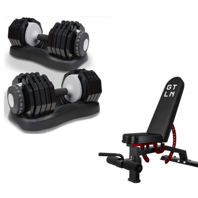 Adjustable Dumbbell | 25kg | (Pair) with Bench