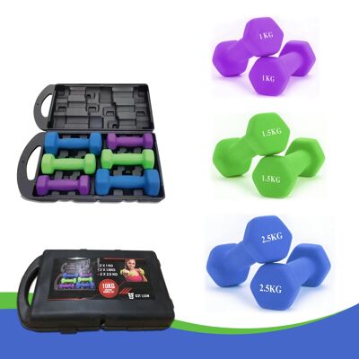 10kg Neoprene Dumbbell Set with Case