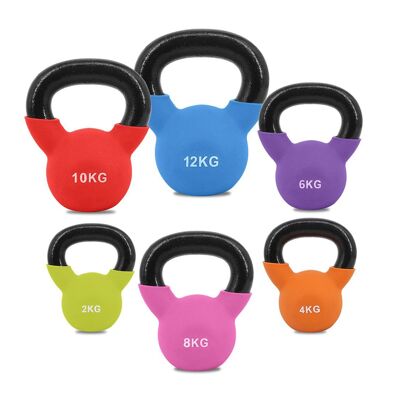 GTLN NEOPRENE COLOURED KETTLEBELLS - Choice Of Weights - Full Set - 6kg - 20kg