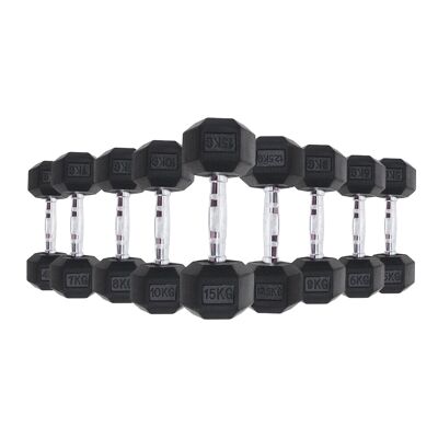 GTLN Premium Rubber Hex Dumbbell x 2 - Choice Of Weights - 5-25KG (2.5KG) Increments