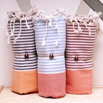 Lot de 10 serviettes Pestemal à rayures multicolores 1