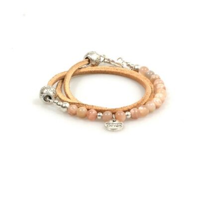 Heaven Eleven - bracelet femme - Bracelet cuir wrap Sunstone