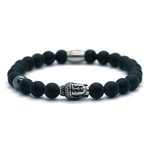 IbizaMen - Heren armband - onyx  8mm - buddha RVS