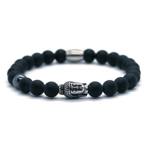 IbizaMen - Bracelet pour homme - onyx 8mm - bouddha en acier inoxydable