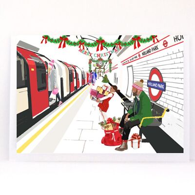 Natale su Holland Park Tube - Biglietto di auguri per le vacanze