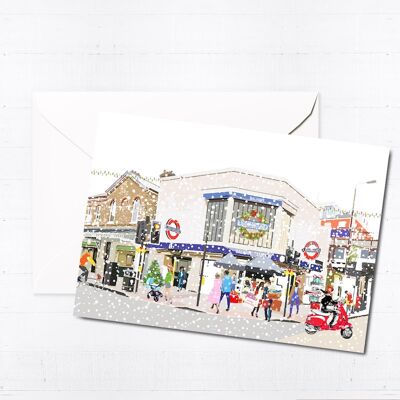 Balham Underground Station Christmas - Holiday Greeting Card