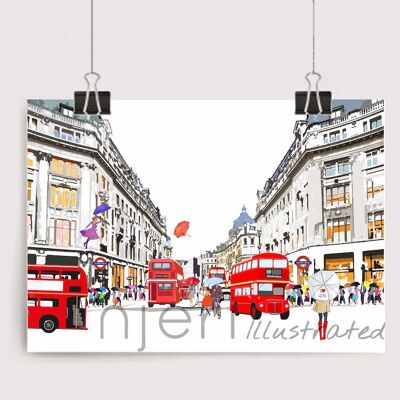 Oxford Circus Art Print - A4 Size