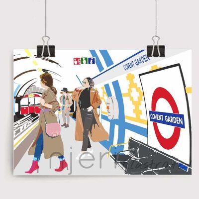 Covent Garden Tube Art Print - A4 Size