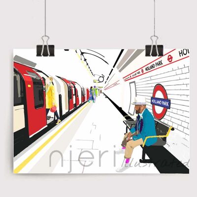 Holland Park Tube Art Print - A4 Size
