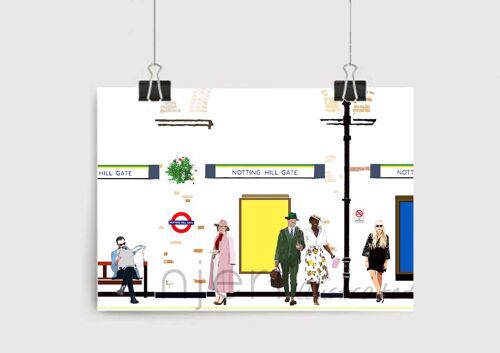 Notting Hill Gate Station Art Print - A4 Size