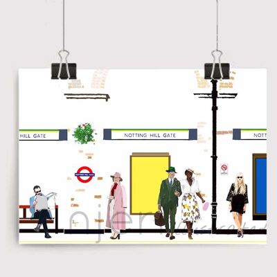 Notting Hill Gate Station Art Print - A4 Size