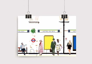 Notting Hill Gate Station Art Print - Format A4