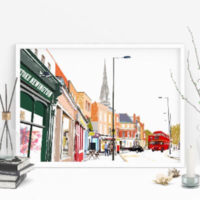 Stoke Newington Church Street Art Print - A4 Size