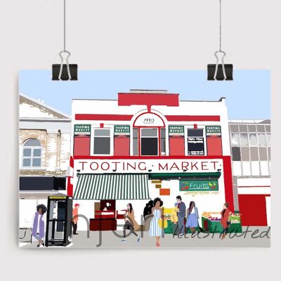 Tooting Market Art Print - A4 Size